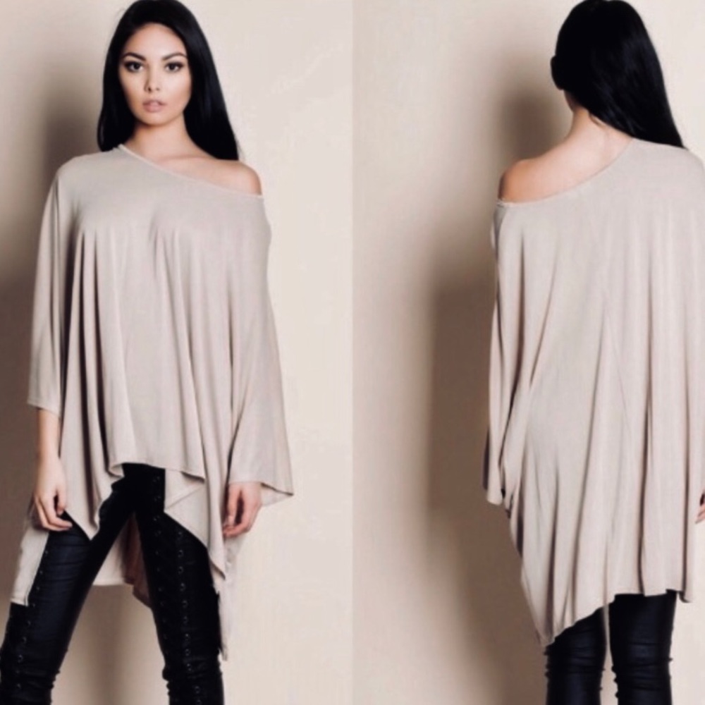 EVELYN // Taupe Oversized Tunic Top